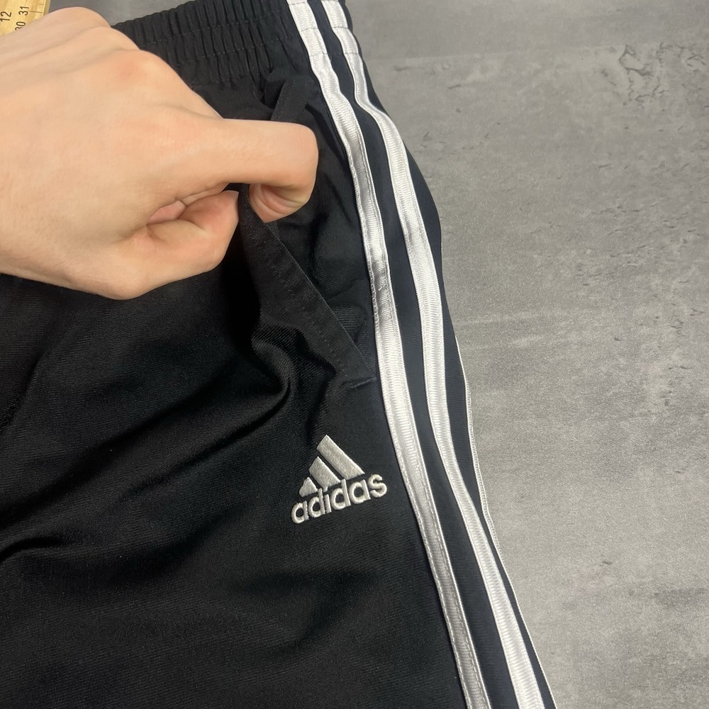 Adidas Track Sweatpants Women Small 28x30 Black White Soccer Jogger 3 Stripe - Picture 3 of 8